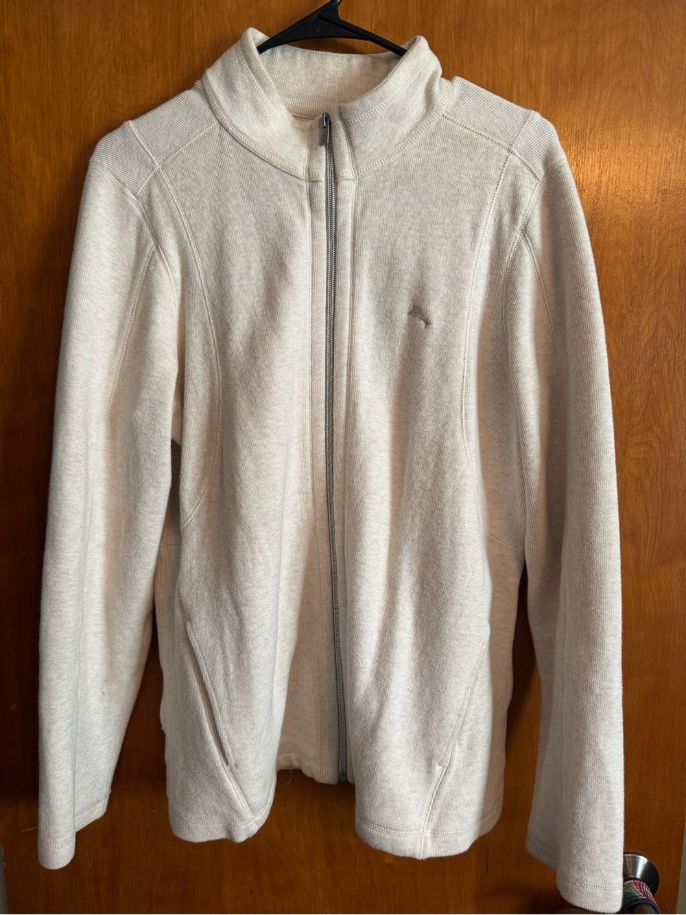 Tommy Bahama Light Cream Logo Full Zip Light Jacket